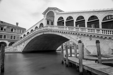 Fototapeta na wymiar Famous Rialto Bridge symbol of the island of Venice in Italy with no people