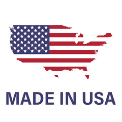 American flag and Made in the USA label, product emblem, logo design