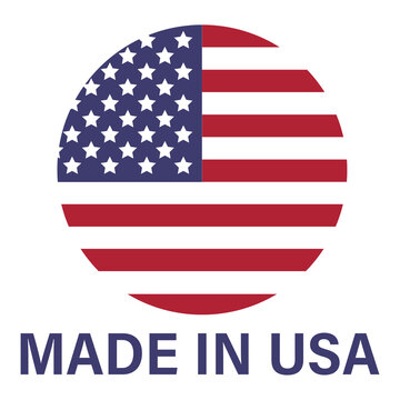 American flag and Made in the USA label, product emblem, logo design