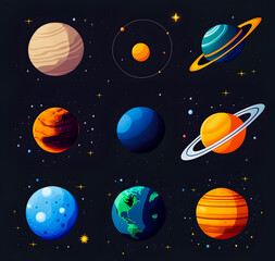 Background illustration of planets, generative AI