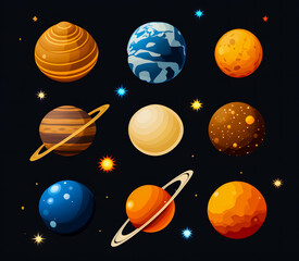 Naklejka na ściany i meble Background illustration of planets, generative AI