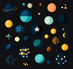 Background illustration of planets, generative AI