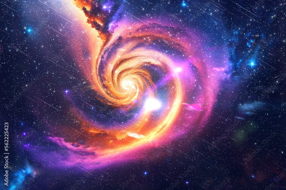 Wall mural blue starry sky nebula and stars flare light background generated ai