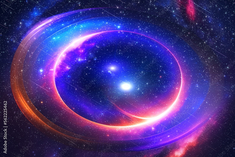 Wall mural blue starry sky nebula and stars flare light background generated ai