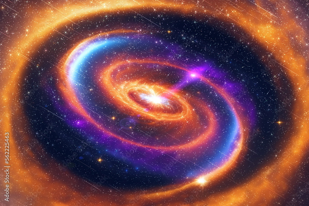 Wall mural blue starry sky nebula and stars flare light background generated ai