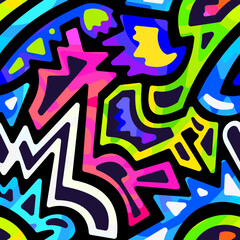 Abstract neon graffiti seamless pattern - 562226415