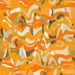Yellow wavy mosaic. Seamless pattern