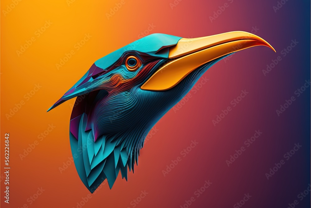 Poster a bird with a long beak and a long beak is shown in this colorful image of a bird with a long beak a