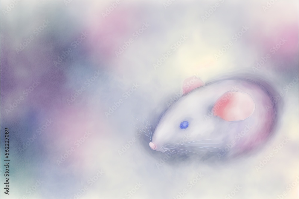 Poster a mouse in a blurry picture with a blurry background and a blurry background with a red circle in th