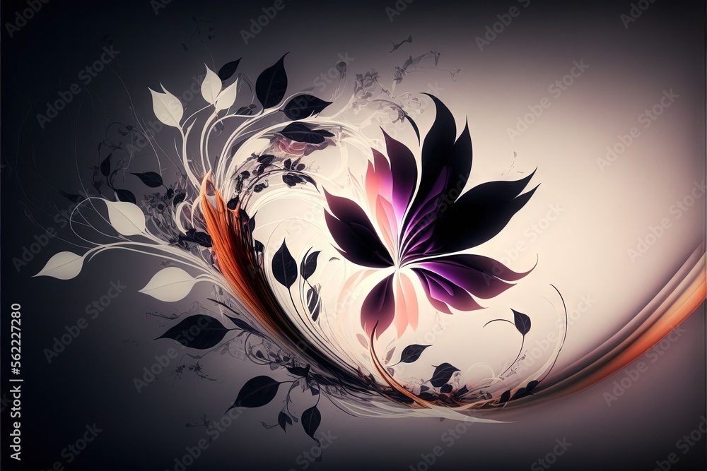 Aufkleber a flower with a lot of leaves on it in a dark background with a white circle around it and a red and