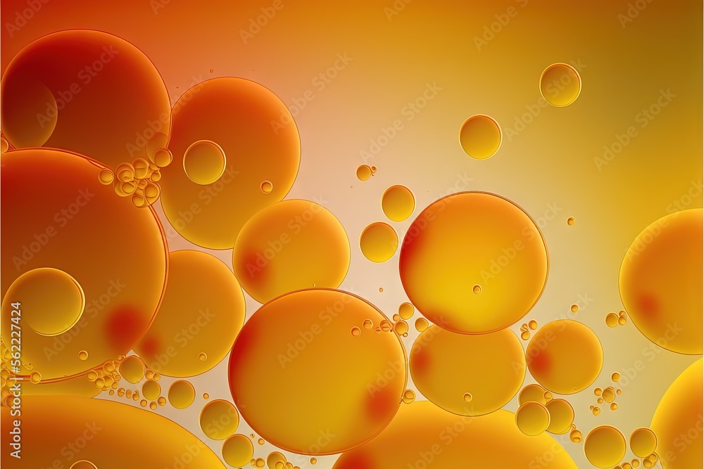 Poster a yellow and orange background with bubbles and bubbles in the air and a red background with bubbles