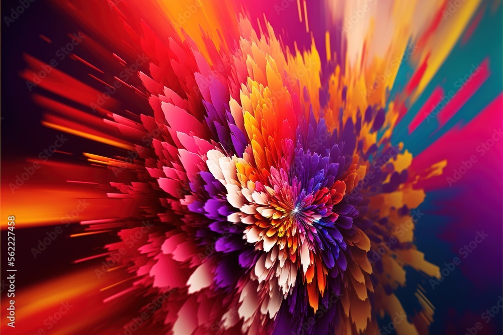 Poster a colorful abstract background with a flower in the center of the image and a reflection of the flow