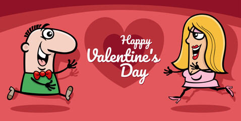 Valentines Day design with cartoon couple in love