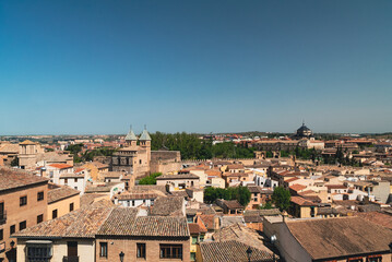 Fototapeta na wymiar Segovia, España. April 29, 2022: City architecture landscape with blue sky.