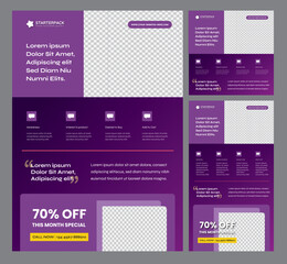 StarterPack in Purple Gradient for Quicker Promotion Needs - Modern lights designs for Flyer, Social Media Post Feed & Story