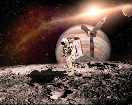 astronaut walking on the moon concept wallpaper elements of this image furnished by NASA