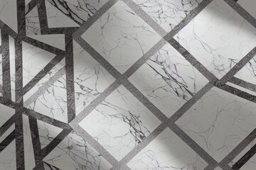 Tiles of luxurious white stone with a natural design and excellent resolution that sparkle both inside and out. Generative AI