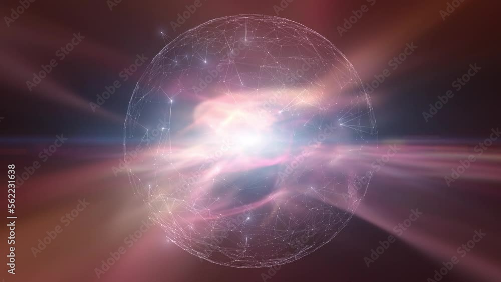 Poster artistic glowing space with artificial intelligence sphere planet concept animation. seamless loopin