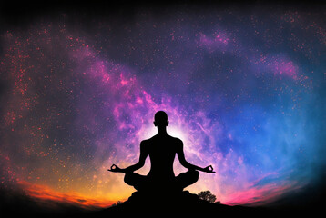 Magical Meditation Pose, Meditation Atmosphere, Zen, Yoga, Generative AI