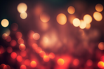 Defocused vintage lights with red glitter as a backdrop. Generative AI