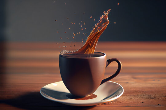 Kaffe, der aus einer Kaffeetasse spritzt - Generative Ai