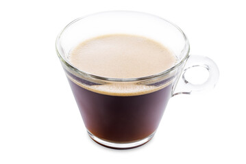 Coffee drink espresso in a glass on a white isolated background
