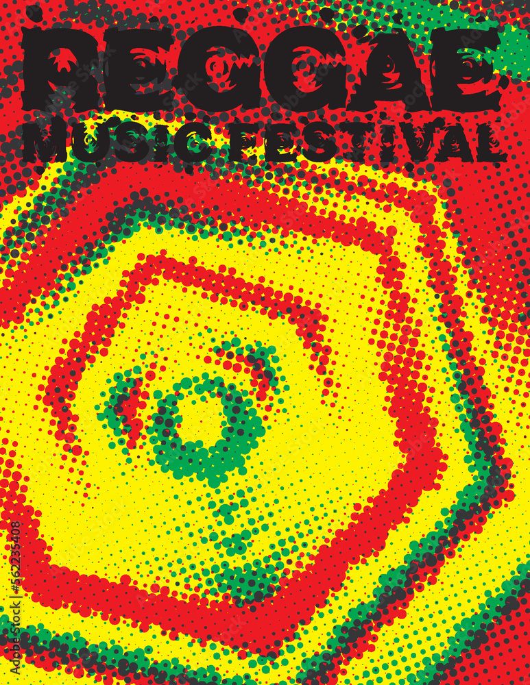 Aufkleber reggae music festival background with hexagon by halftone effect. vertical pattern