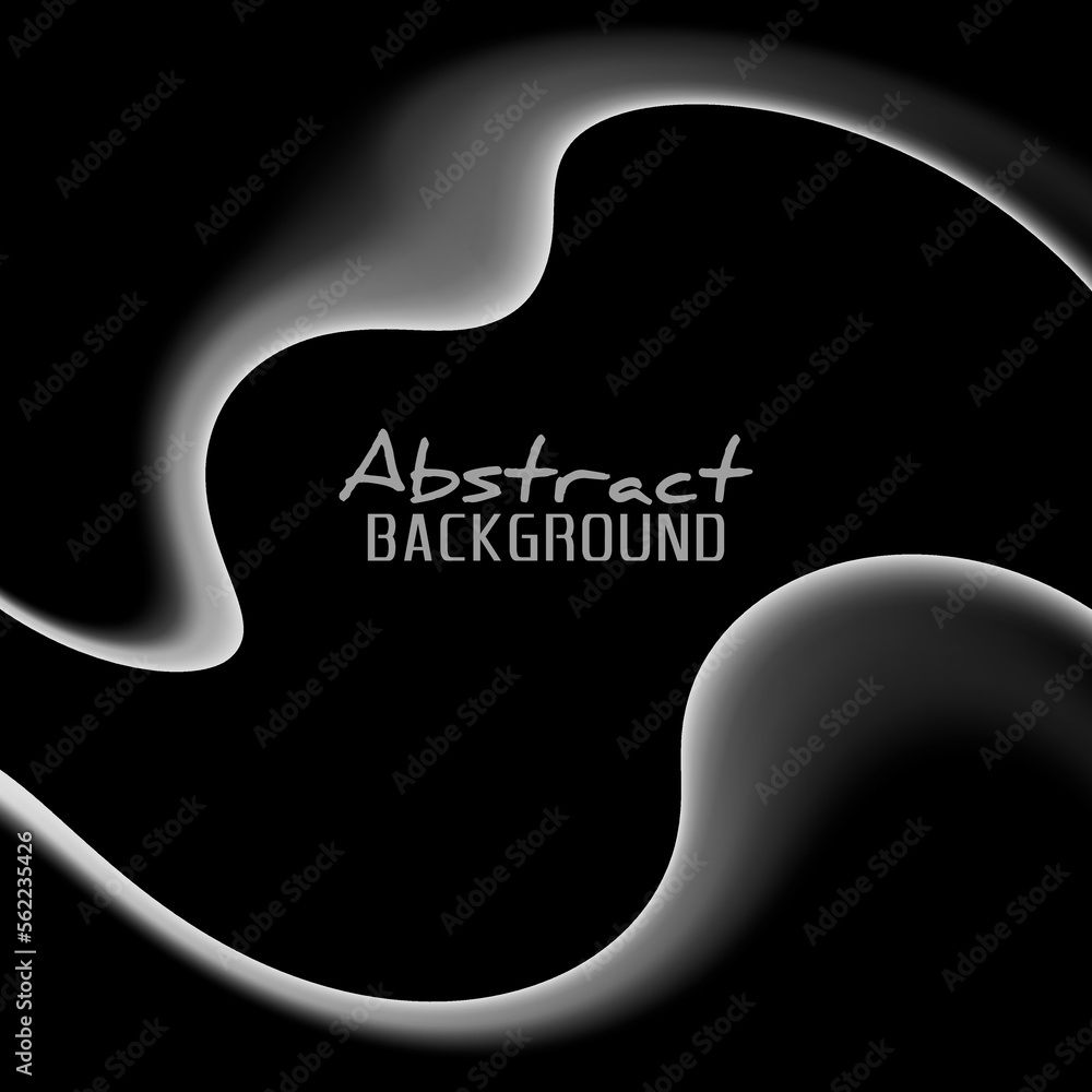 Poster Abstract black background with curved white lines. Simple pattern