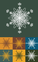 Hexagonal snowflake. A unique author's snowflake to decorate the winter holidays. Vector image of a Christmas symbol.