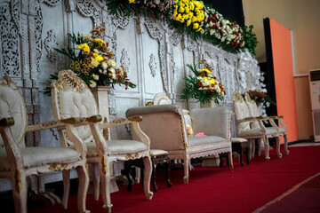 Chairs and Decoration Arrangement for a Traditional Wedding Ceremony in Indonesia