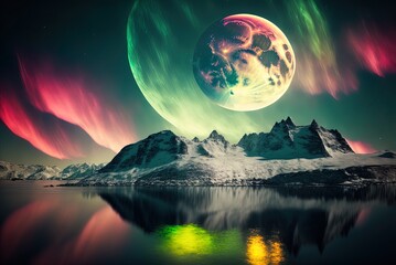 The aurora borealis (northern lights) were out in full force this night. Generative AI
