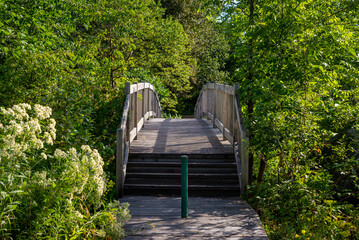 Naklejka premium A small bridge over a small river, Quebec, Canada