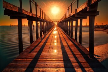 Step out into the warm summer sun on a pier. Generative AI