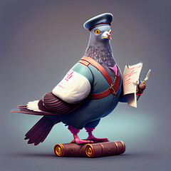 postage pigeon character delivery mail created with generative AI