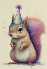 Squirrel with party hat