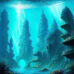 A fantasy underwater city.	