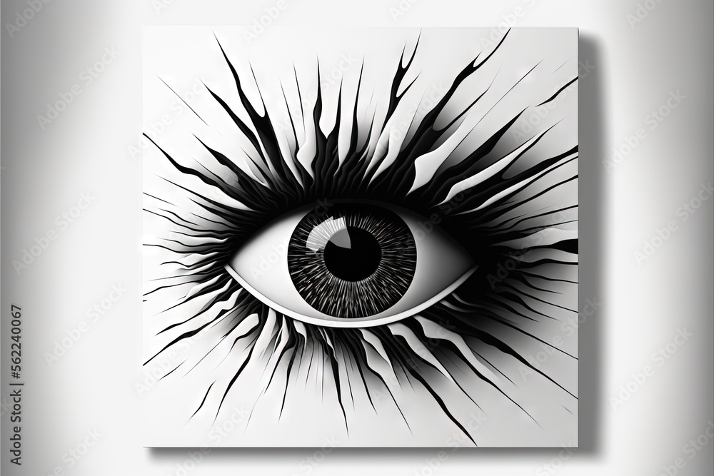 Poster a black and white picture of an eye with a black and white background and a white background with a 