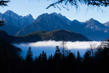 Low clouds in the Swiss Alps