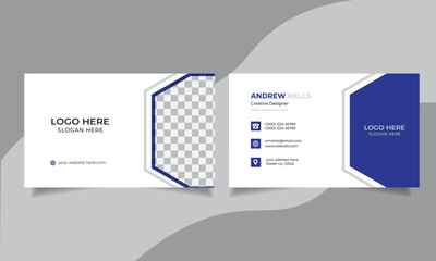 New simple and minimal creative modern blue and grey business card design template.