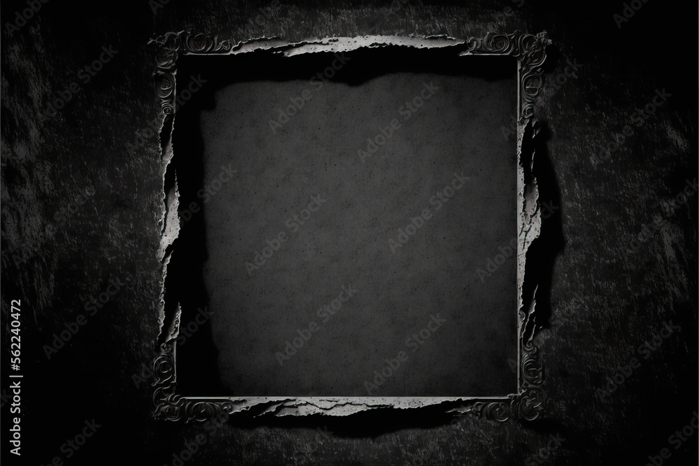 Poster a black and white photo of a square frame with a black background and a black background with a whit