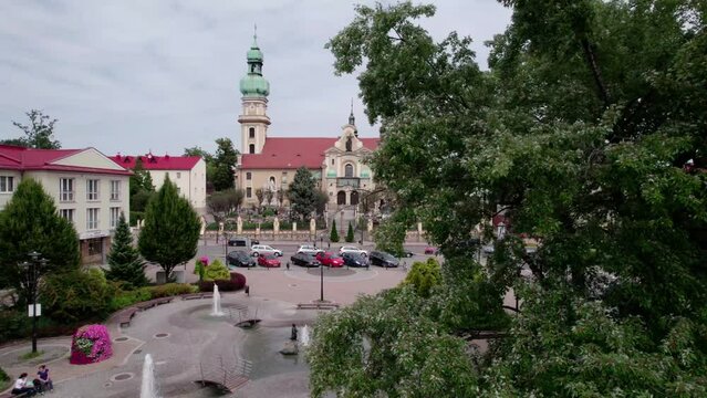  Tychy from a bird's eye view on a beautiful sunny day. The most popular places, buildings, architecture and objects in the city in the Silesian Voivodeship.