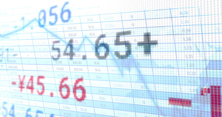 Image of stock market with graph on white background