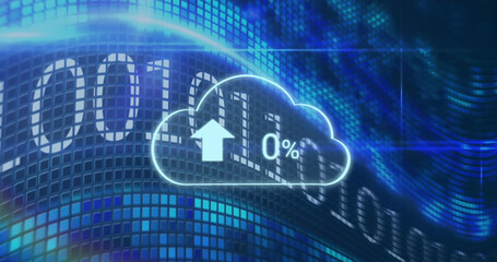 Obraz premium Composition of cloud with arrow and number data processing