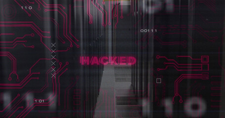 Composition of hacked text and data processing over server room