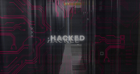 Composition of hacked text and data processing over server room
