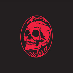 Vector hand made illustration Red Skull design