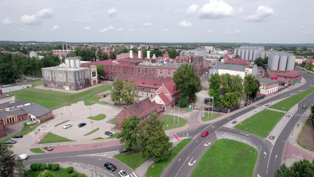  Tychy from a bird's eye view on a beautiful sunny day. The most popular places, buildings, architecture and objects in the city in the Silesian Voivodeship.