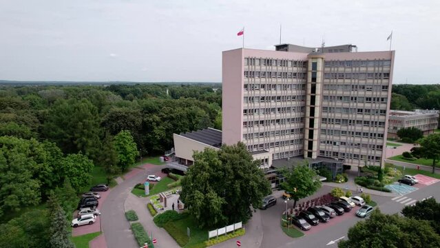  Tychy from a bird's eye view on a beautiful sunny day. The most popular places, buildings, architecture and objects in the city in the Silesian Voivodeship.