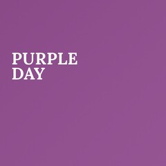 Composition of purple day text on purple background with copy space