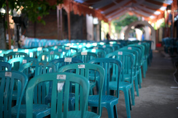 Chairs and Decoration Arrangement for a Traditional Wedding Ceremony in Indonesia